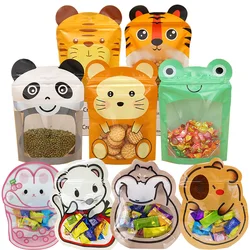 5/10/20pcs Cartoon Animals Tiger Panda Shaped Cute Cat Dog Frog Rabbit Candy Packaging Bags Resealable Plastic Bags Supplies