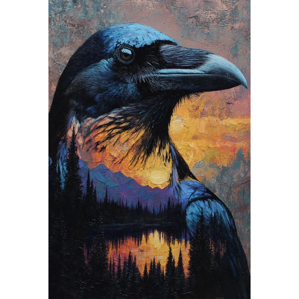 

500/1000/1200/2000 PCS Jigsaw Puzzles Beautiful Crow and Landscape Family Activity Games for Gameroom Bedroom Home Decor