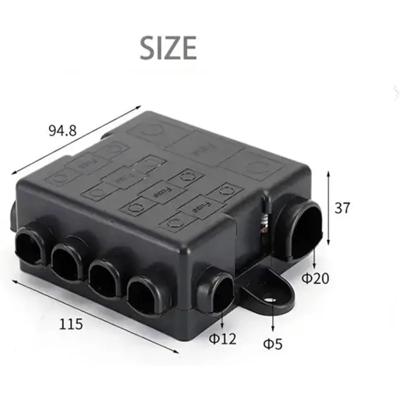 5ways Fuse Box with Bus Bar HEAVY DUTY Power Distribution Fuse Box Block Mega & Midi Fuses Holder 12v & 24v With LED Indicator view 4
