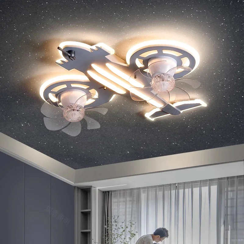 Levou lâmpada do teto com controle remoto, Fan Shaped Light, Fit for Square Fans, Modern Style