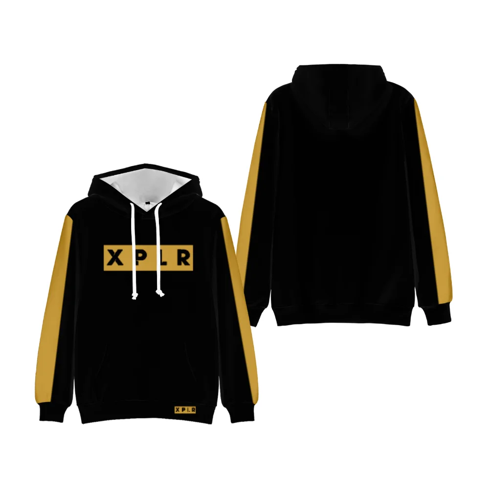 Moletom com capuz masculino e feminino, logotipo XPLR dourado quente, Sam Colby Merch, streetwear hip hop, manga comprida, roupa Harajuku, moda