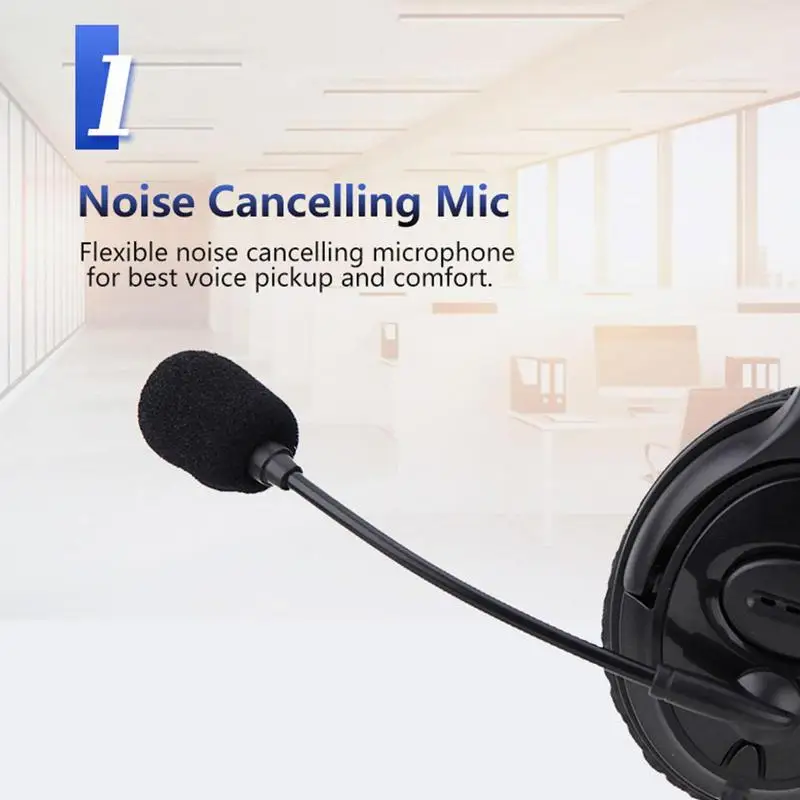Auriculares estéreo para centro de llamadas con micrófono con cancelación de ruido, adecuados para Zoom, Skype, centro de llamadas de oficina, Podcast en casa