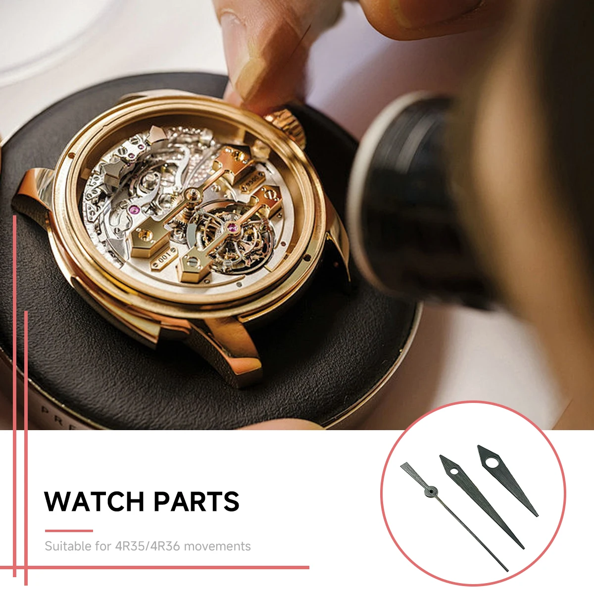 Wysokiej jakości wskazówki NH35, srebrno-czarne wskazówki do zegarków, pasujące do mechanizmów NH35/NH36/4R/7S