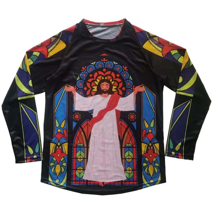 

Long Sleeve Motocross Jersey, Jesus Jacket, Bicycle, MTB Bike, Downhill Wear, Church Clothes, Road Ride, Mountain, Loose Top