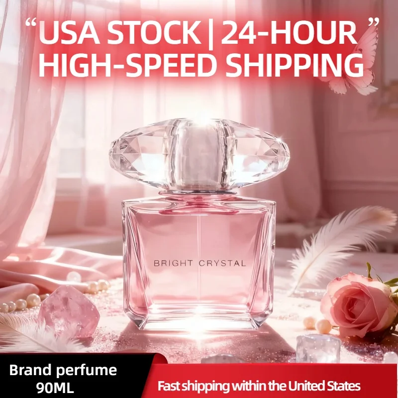 Elegante perfume floral para mujer 90 ml, botella de diamantes de cristal, fragancia romántica y ligera, aroma duradero perfecto para citas