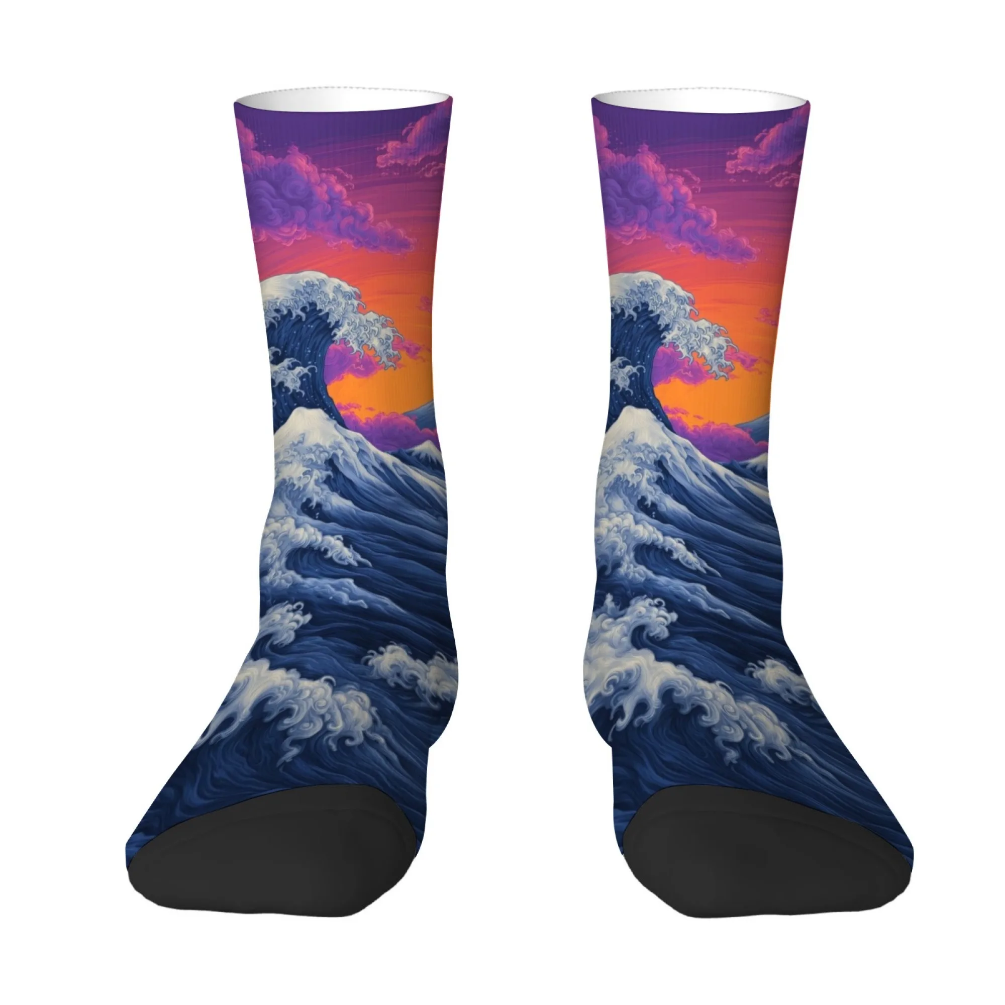 The Great Wave off Kanagawa Socks Harajuku Retro Fashion Men's Socks Novelty Funny Hip-Hop Socks Outdoor Casual Sports Socks
