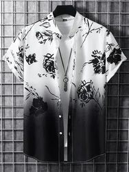 Summer Flower 3D Print Top Men's Summer Hawaii Beach Shirts Outdoor Party Men's Breathable Short Sleeve Street Social Apparel