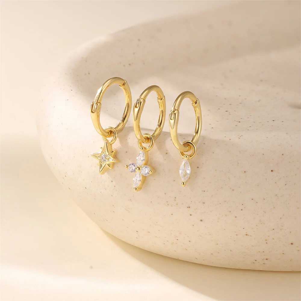 CANNER 1PC S925 Pure Silver Classic Four-pointed Star Stud Zircon Earrings and Earrings are Noble, Beautiful, Elegant Ear Studs