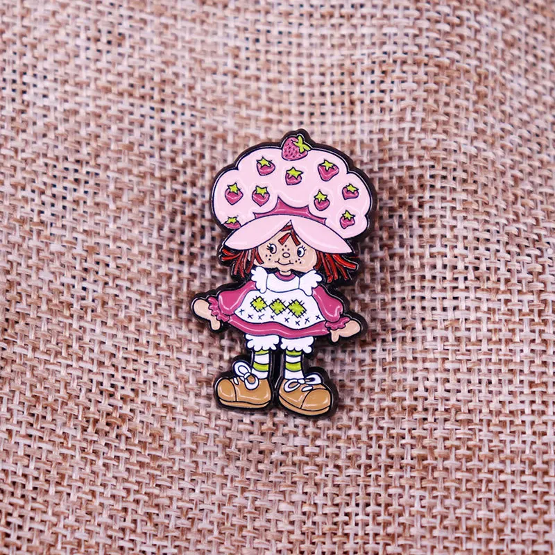 Strawberry Girl Enamel Pin Lapel Pin for Clothes Brooches on Backpack Briefcase Badge Jewelry Decoration Gifts for Friend