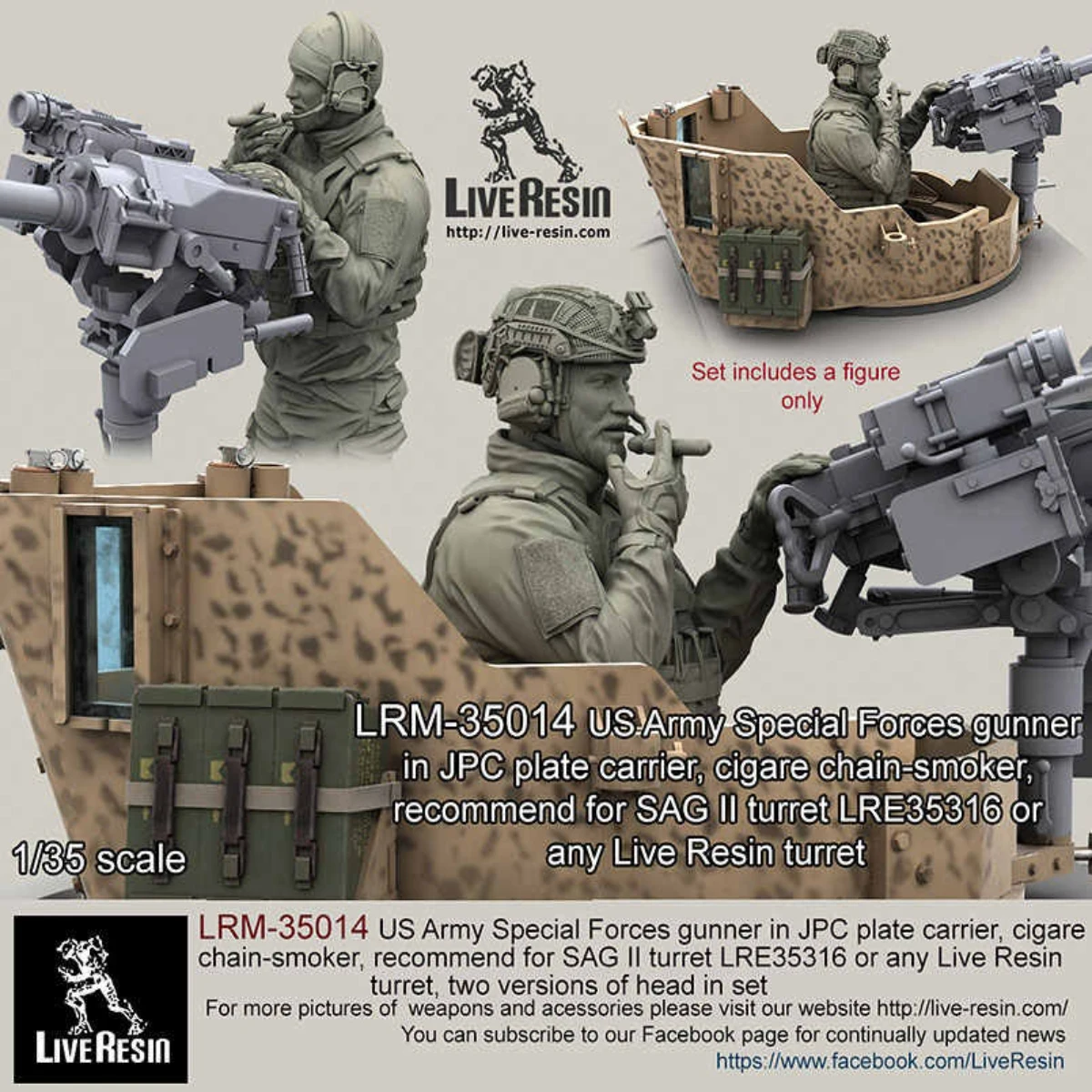 1/35 Resin Figure Unpainted Model Kit, U.S. Army Special Forces (1 person with 2 heads only), unassembled and unpainted GK, 928R