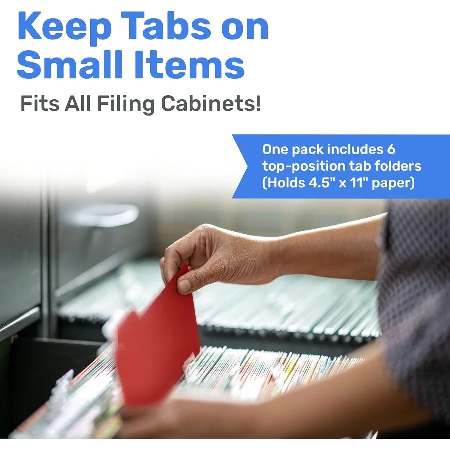 مجلدات ملفات معلقة صغيرة الحجم لتخزين خزانة الملفات - عبوة من 6 مجلدات ملفات متعددة الاستخدامات مثالية لتنظيم المستندات