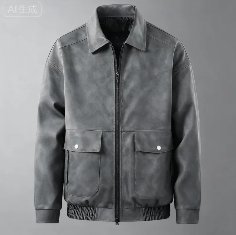 레트로 스웨이드 가죽 재킷, 트렌디하고 다재다능한 바이커 재킷, 고품질 방풍 슬림핏 남성 재킷, 봄 가을 코트