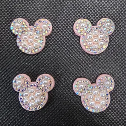 Mickey Beaded Cartoon Stickers, Rhinestone Patch for Hat, Handmade Beaded Applique, Sew On, 2.2x2.5cm