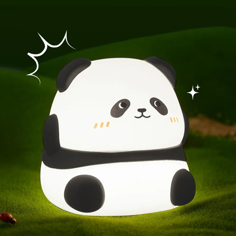 Lámpara de silicona con forma de Panda, regalo de cumpleaños para vacaciones, dormitorio, mesita de noche, lámpara ambiental para dormir, compañero para dormir, luces nocturnas para el cuidado de los ojos