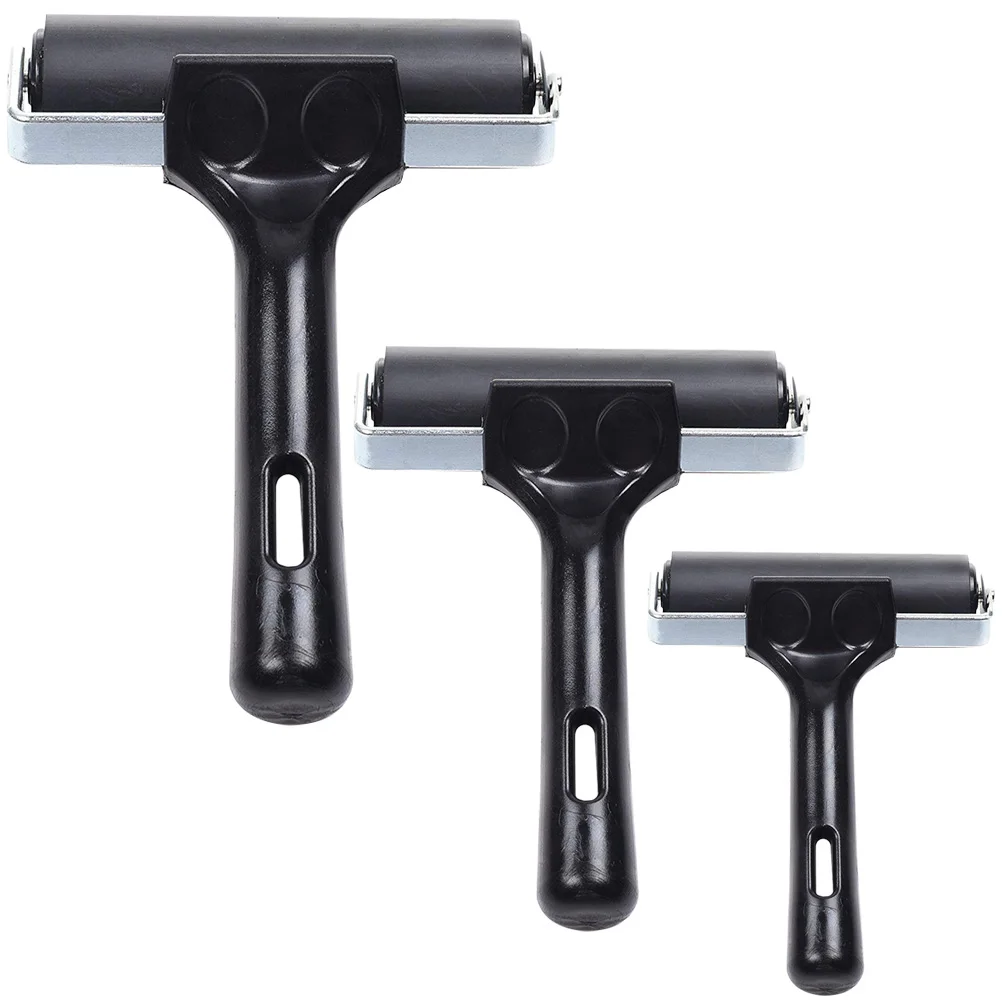 

3pcs Portable Rollers Printmaking Craft Rubber Roller Wear-Resistant Durable Stainless Steel Handle Multi-Function Manual