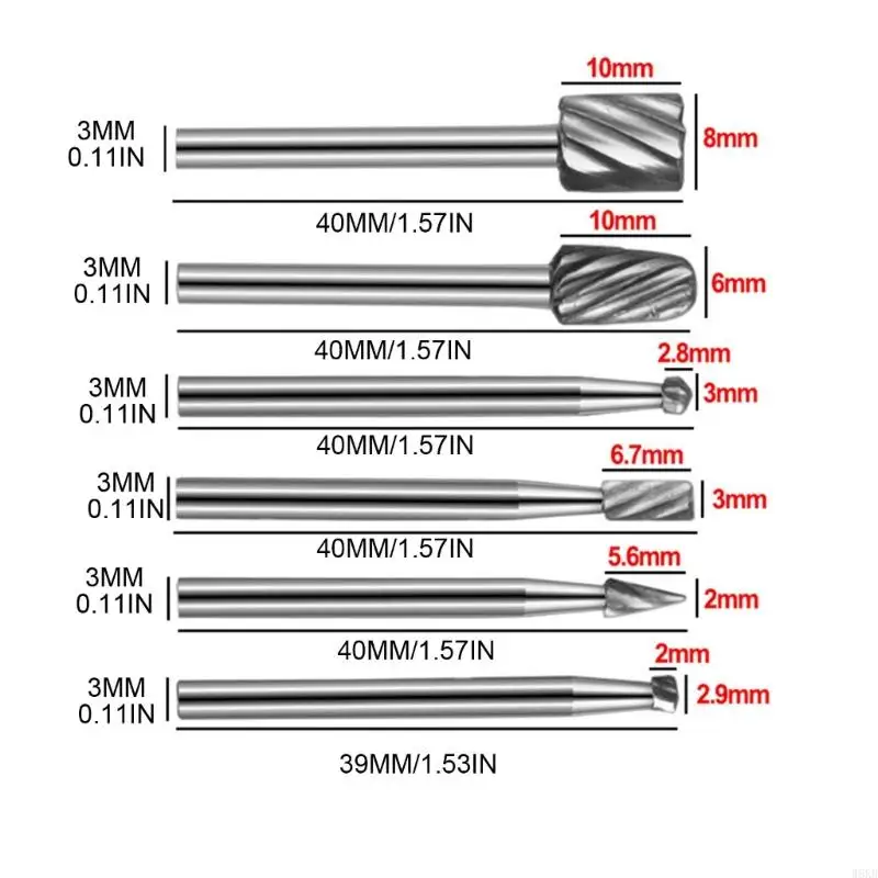 W8KB 6pcs Carging Drill Bit Bit Bit 3 -миллиметровый инструмент с измельчением хвостовика с хвостовиком.