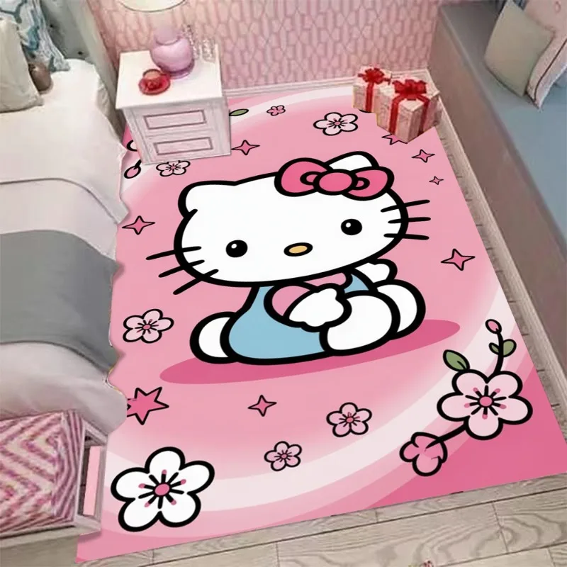 

Hello Kitty Bow Carpet Pink Hearts Flower Star Pattern Sweet Cute Cartoon Mat Cherry Blossom Rug Home Decoration Kids Room Mat