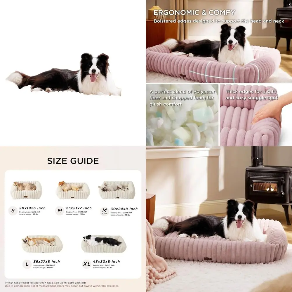 

Ортопедическая лежанка для собак особо большого размера, XL, моющаяся, пушистая, со съемным чехлом, 43x30x8 дюймов, нежно-розовый