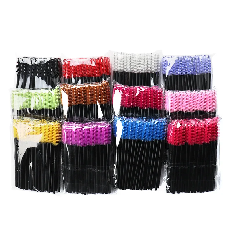 แปรงปัดขนตาแบบใช้แล้วทิ้ง 100 ชิ้น หวีคิ้วแบบกลวง แปรงต่อขนตา แปรงแต่งหน้า แท่งมาสคาร่า ไมโครบรัช อุปกรณ์เสริมความงาม