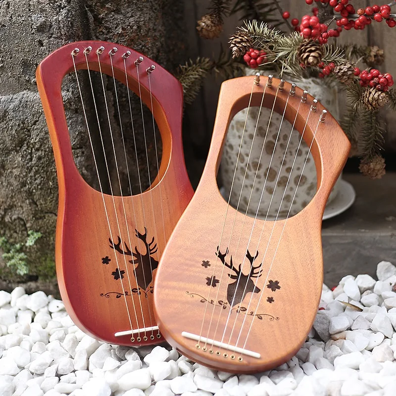 Professional Lira Lyre Harp 7 Strings Mini Fingerstyle Harp With Accessories Easy Learning Musical Instrument For Beginner Teens