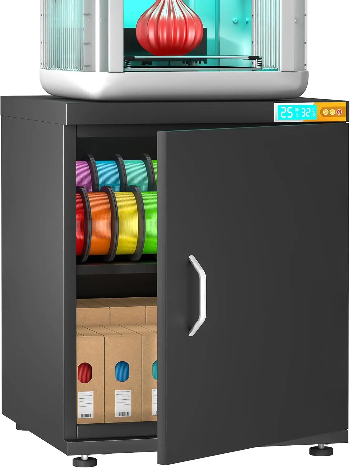 3D Printer Stand Filament Moisture Proof Storage Large 40 Rolls 25RH Dehumidification Cabinet 180L Black H2C 3D Printing Sealing