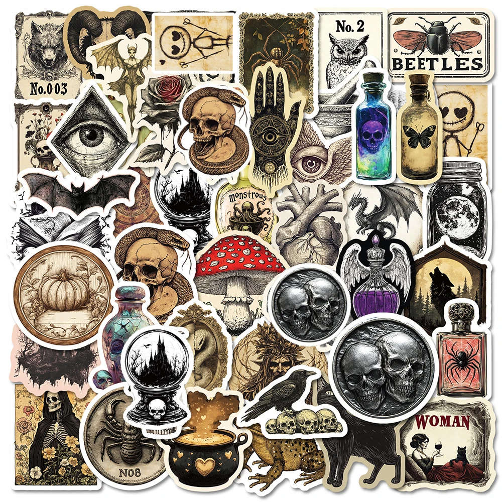 

10/30/50pcs Cool Vintage Pharmacist Skull Stickers Decal Laptop Fridge Skateboard Motorcycle Car Waterproof Sticker Classics Toy