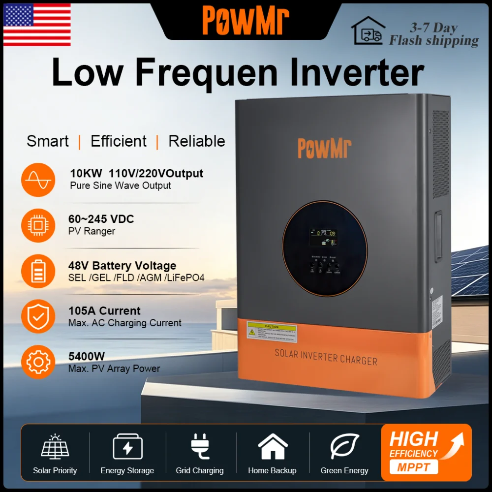 Split Phase Inverter 10Kw 110V 220V - PowMr Low Frequency 48V Solar Inverter
