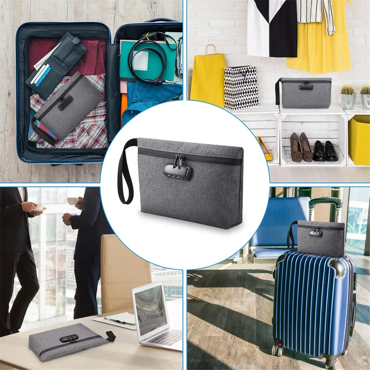 

Highly Recommended.Lockable Money Bag,Cash Safe Money Bag,Lock Accessory Bag,Gray
