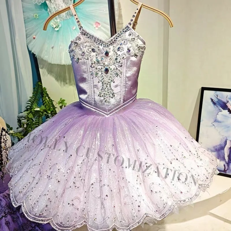 

Новая индивидуальная балетная юбка-пачка с градиентом от сиреневого до фиолетового цвета для выступлений и соревнований 2026 года для взрослых и детей