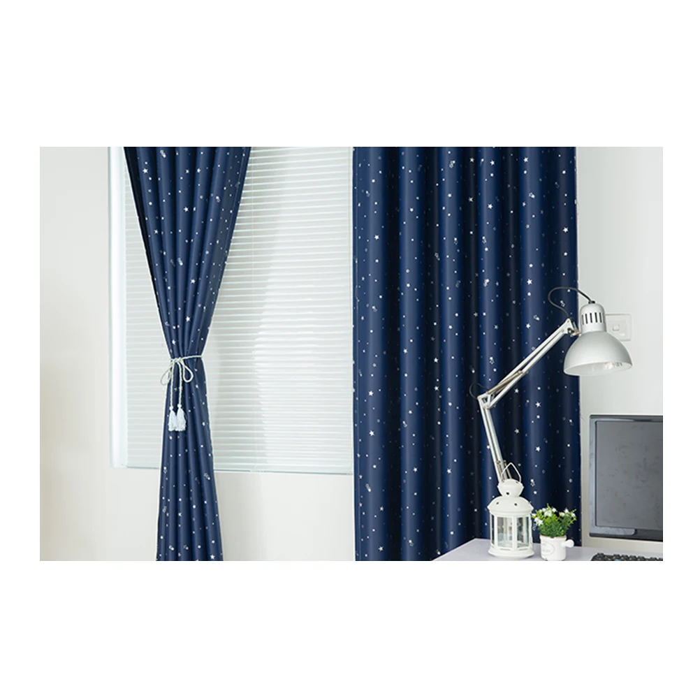 

Blackout Curtains 100x250cm Window Grommet Darkening Bedroom Korean Blue Privacy Home Durability Elegant Simple Protect