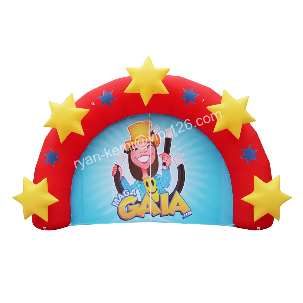 

5mWx3.4mH red inflatable arch with stars inflatable circus theme arch outdoor decorative inflatable entrance for trade show