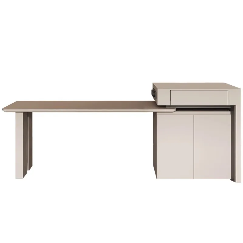 

Dining table island integrated household Italian modern retractable small apartment simple rock slab middle island din