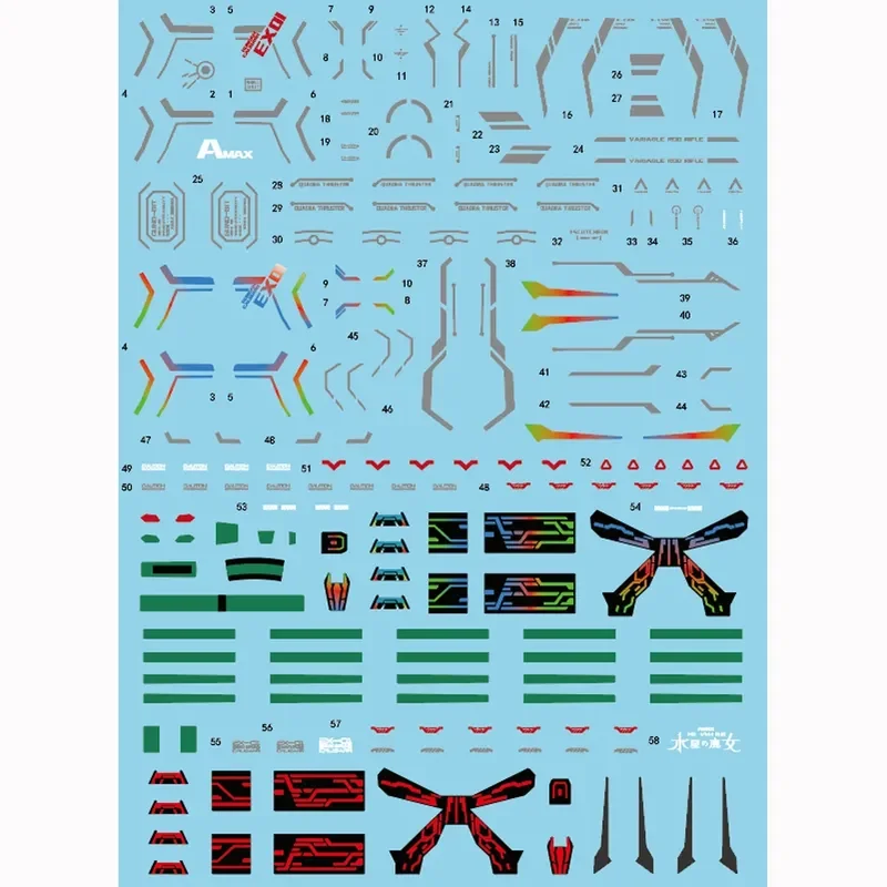AMAX Studio High-Precision Fluorescent Waterslide Decals for HG TWFM Mercury Witch Pegasus Caliban Hobby DIY Accessories