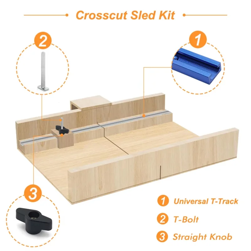 

B45C Woodworking 19 T-Track Kit And Accessories Aluminum T-Tracks Slot Miter DIY Crosscut Sled Tool