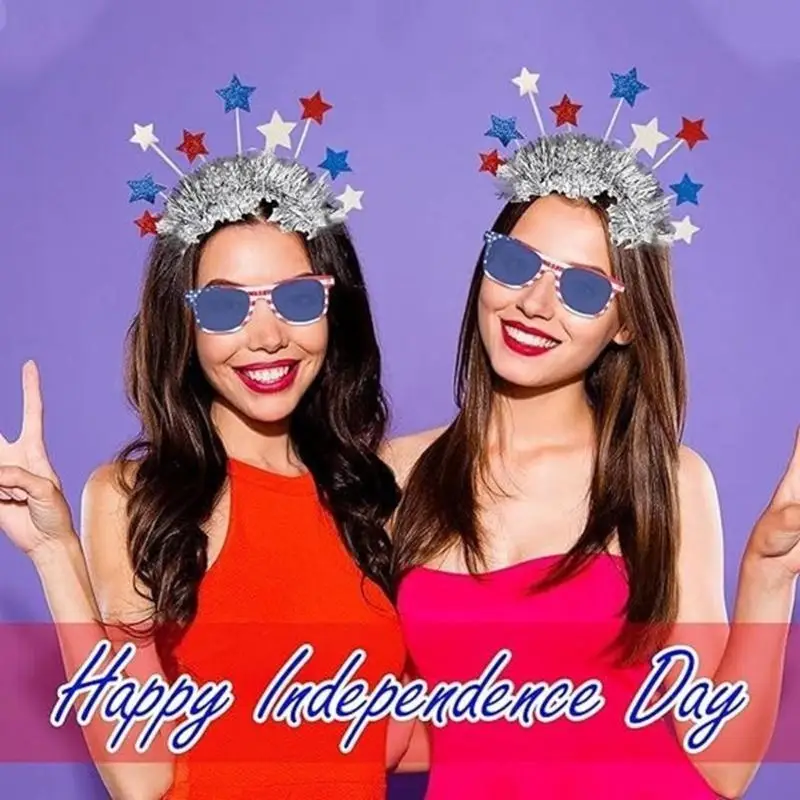 39BB gwiazda z pałąkiem na głowę okulary przeciwsłoneczne dzień niepodległości obręcz do włosów impreza patriotyczna biały do