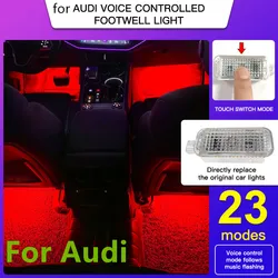 2X LED Car Voice Controlled Footwell Lights Atmosphere Lamp For Audi A3 8P A1 8X A4 B7 B8 B9 A5 A6 C6 C7 A7 C8 TT Q3 8U Q5 8R Q7