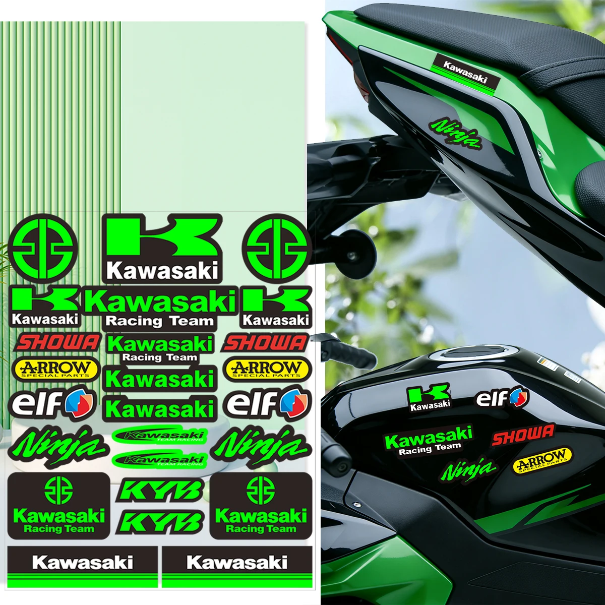 

Reflective Kawasaki Tank Sticker Motorcycle Body Decal for Ninja 650 400 ZX6r ZX9r ZX10r ZX12r