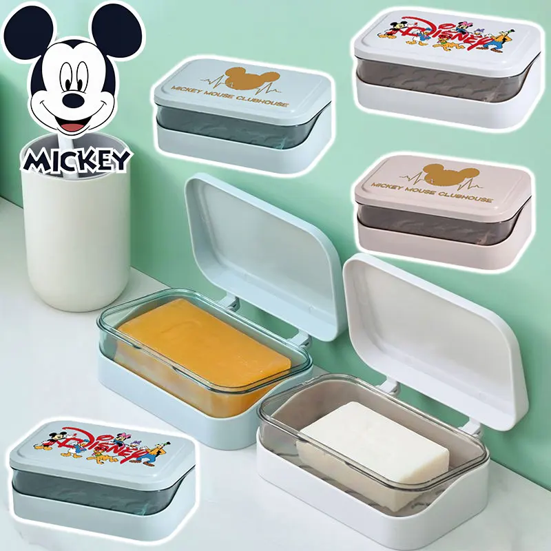 

Мыльница с Микки Маусом Disney, коробка для ванной комнаты, чехол для тарелки, пластиковая сливная коробка для мыла, домашний дорожный держатель для мыла, контейнер, портативная стойка
