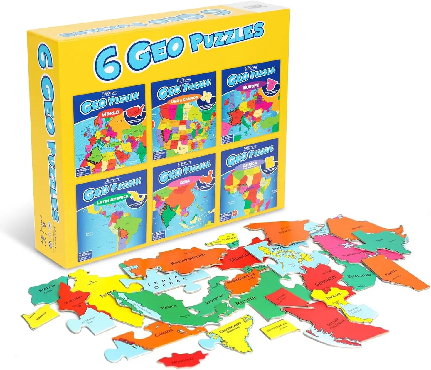 

Country-Shaped Jigsaw Puzzles Set of 6 in One Box, Geography Puzzle, Map Puzzle, Jigsaw Puzzles for Kids Ages 6-9 Years Old