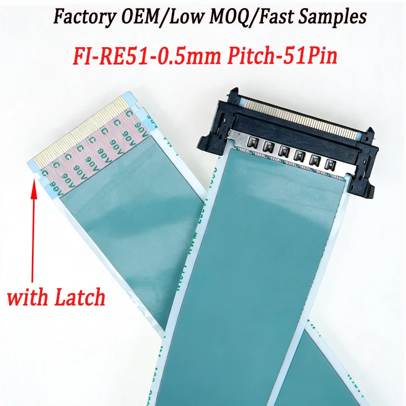 300/500MM Length 0.5MM Pitch FI-RE51 51Pin to 51Pin with Latch Type-A Flexible Flat Cable for LVDS LCD Touch Display