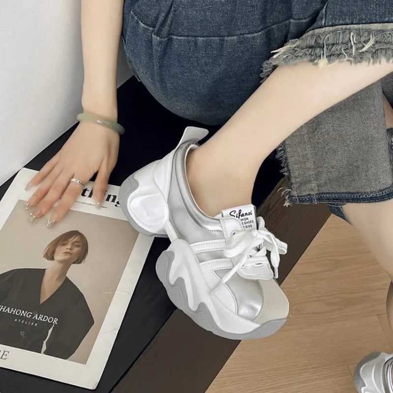 Women\'s Sneakers Platform Woman Sports Sneakers 2024 Brand Leather Female Vulcanized Shoes Sneakers Casual Ladies jogging shoes