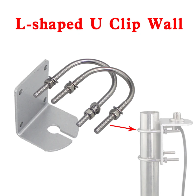 L-shaped U Clip Wall Mount Outdoor Stainless Steel Vehicle Antenna Base General Holder Bracket