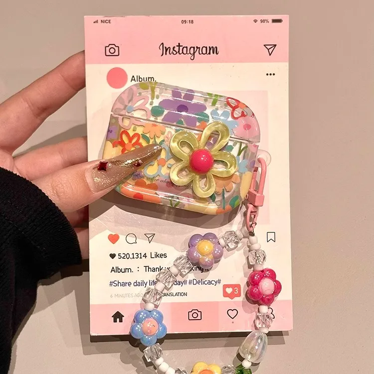 الفاخرة الصيف زهرة حقيبة سماعة الاذن ل AirPods 4 1 2 3 برو 2021 سماعة لاسلكية تعمل بالبلوتوث سماعة بولي TPU زهرة الغطاء الواقي