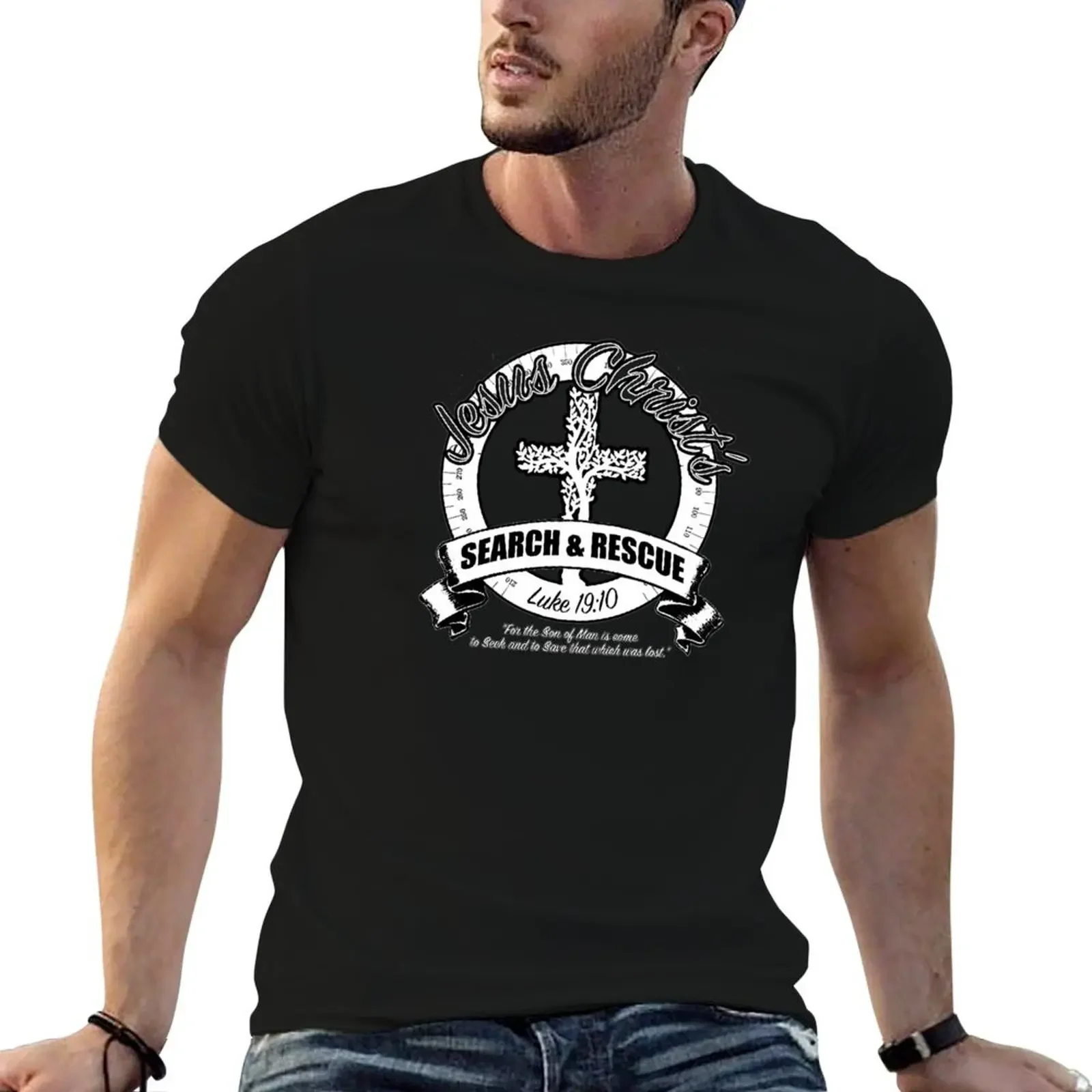 

Jesus Christ's Search & Rescue Luke 19:10 T-Shirt oversized tops outfits for men