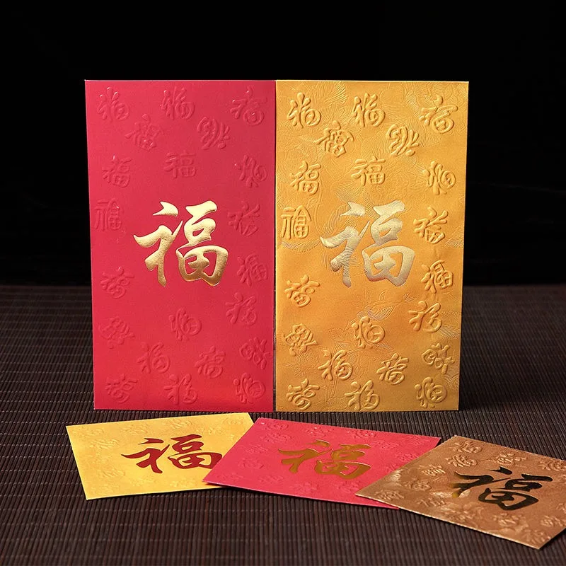 Buste rosse Fu cinesi da 30 pezzi buste regalo Hongbao Lucky Money pacchetto rosso per la benedizione del nuovo anno