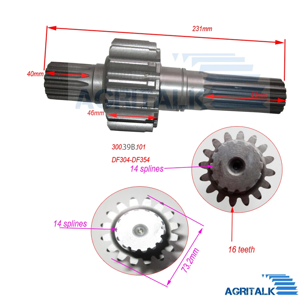 Drive gear (the brake shaft) for Dongfeng DF304 / DF354 tractor, part number: 300.39B.101