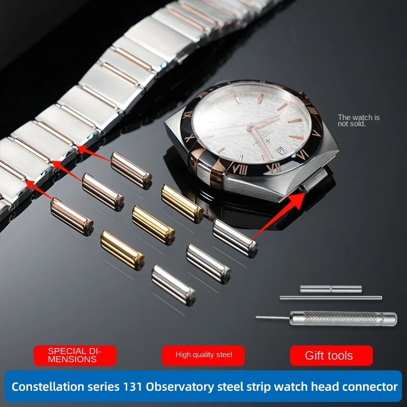 For Omega Constellation Series 131 Manhattan 41mm Ultimate Observatory Steel Strip Knot Metal Head Connection Accessories 13.8mm