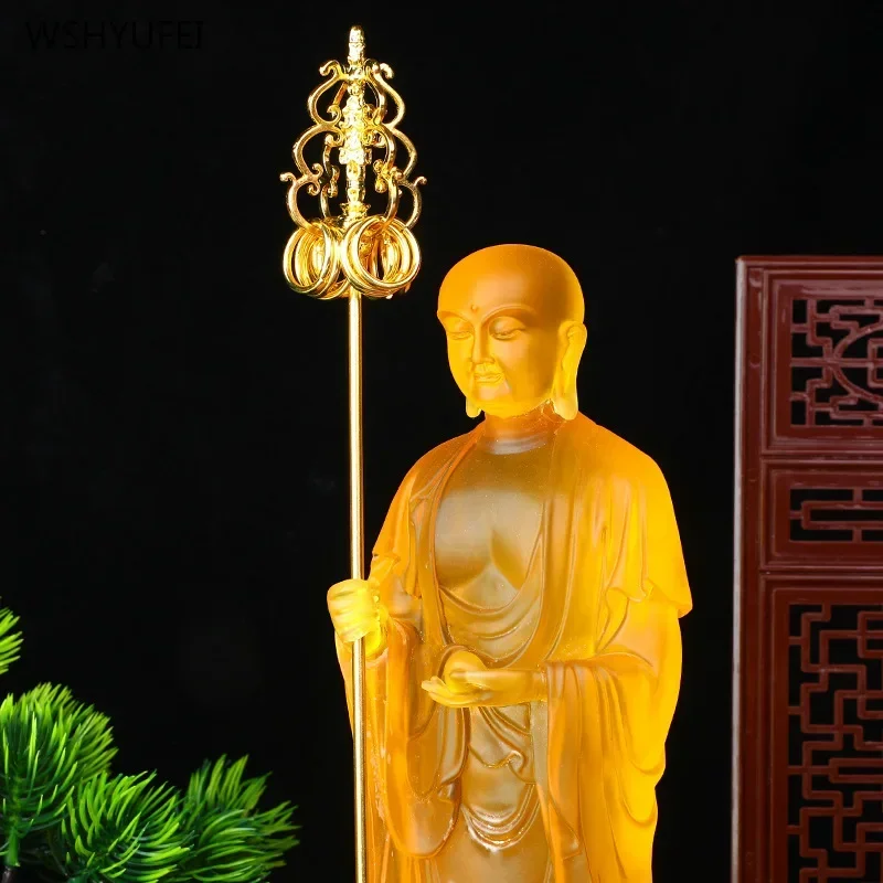 1 PCS 22.3cm high resin statue of Ksitigarbha Bodhisattva temple offering feng shui ornaments home decor