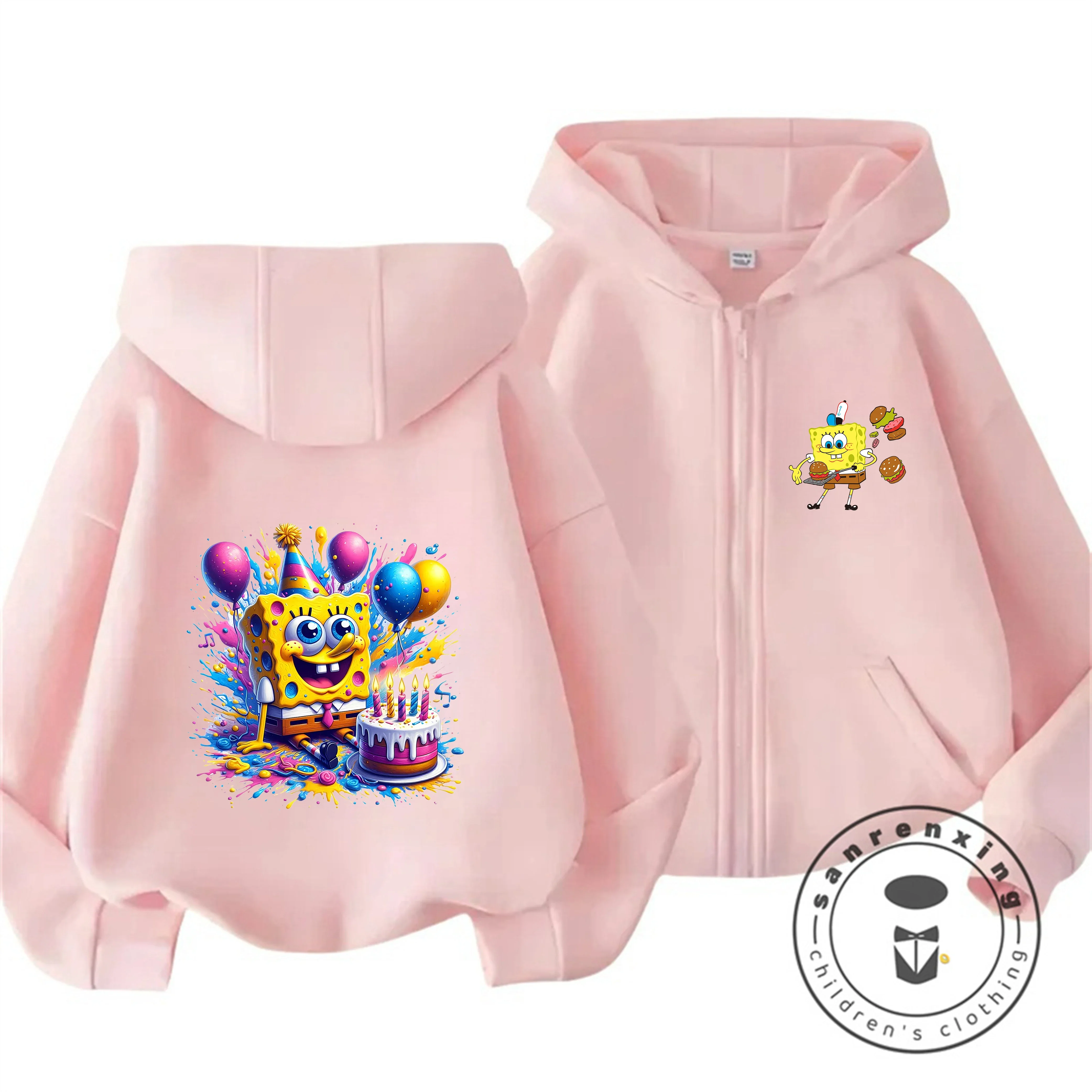 

Осенне-зимняя толстовка на молнии с изображением Губки Боба Квадратныхштанов, новинка, для мальчиков и девочек 3-14 лет, милая, кавайная, с мультяшным принтом, популярная, модная, детская