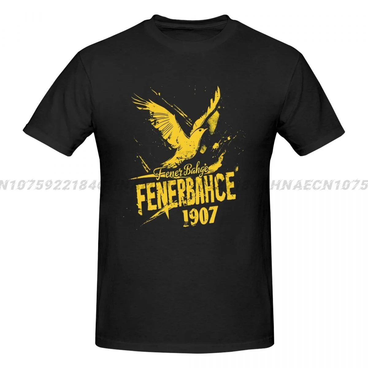 Fenerbahce 1907 Bird Four Seasons Sports Crewneck Short Sleeve Men's Cotton Large Size T-shirt Loose Tee